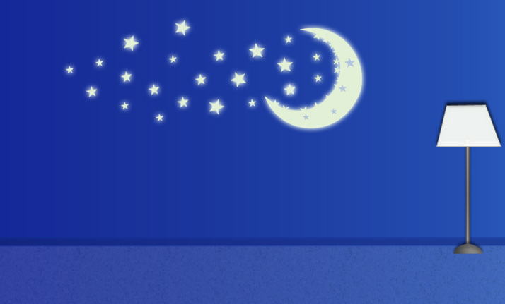 Svietiace samolepky - Mesiac s hviezdičkami