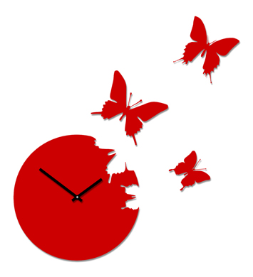 Dizajnové hodiny na stenu - Lietajúce motýliky - Kliknutím na obrázok zatvorte -