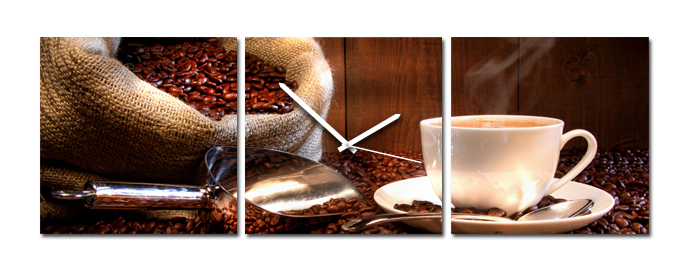 Dizajnové hodiny na stenu ako obraz - Káva - Kliknutím na obrázok zatvorte -