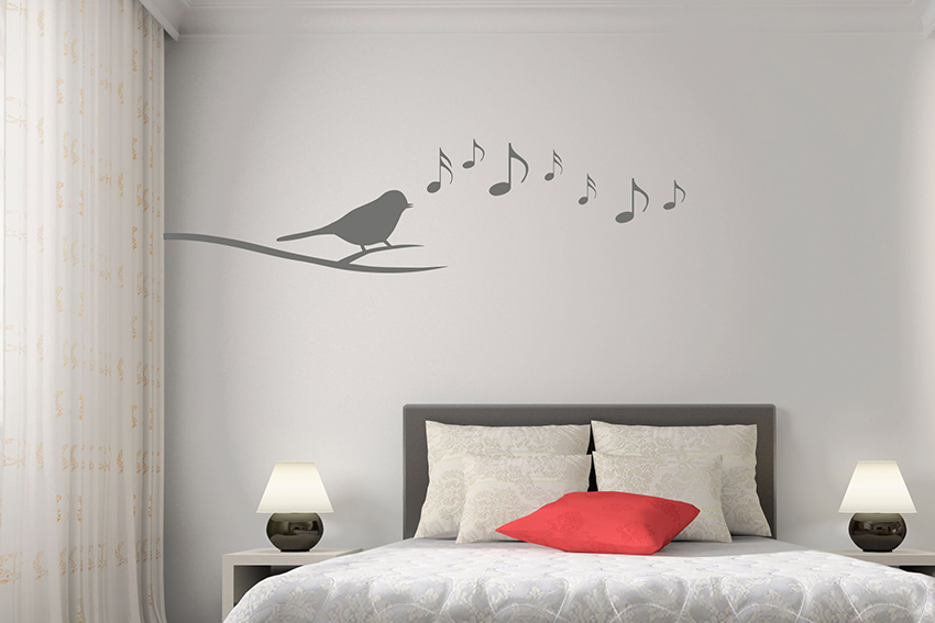 Nálepky na stenu - Vtáčik s notami