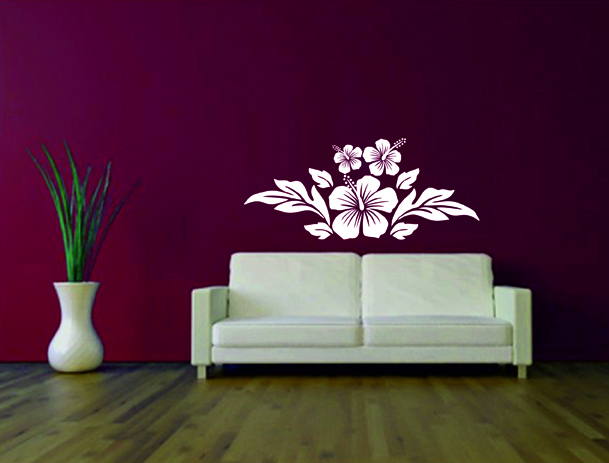 Nálepky na stenu - Tri kvety ibišteka