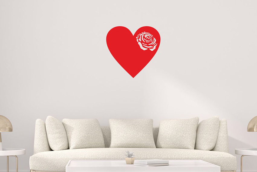 Nálepky na stenu Srdce s ružou