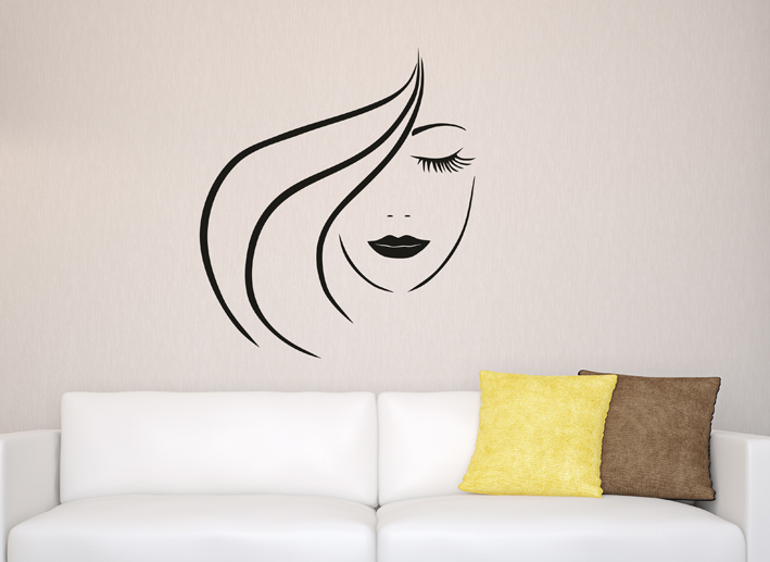 Nálepky na stenu - Tvár ženy s vlasmi