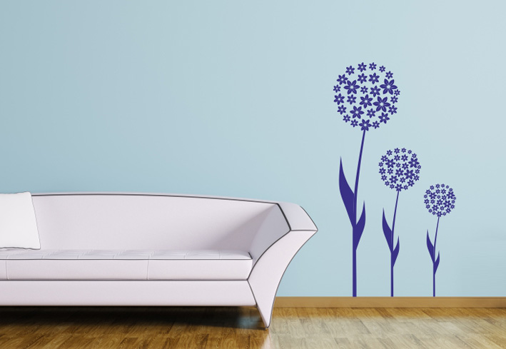 Nálepky na stenu - Púpavy - Tvorené kvety