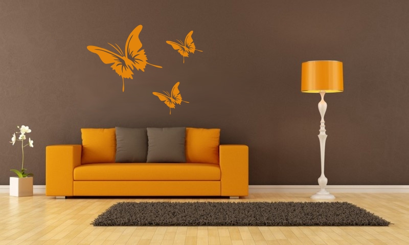 Nálepky na stenu - Tri dekoratívne motýle