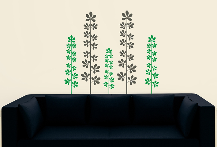 Nálepky na stenu - Štyri rastliny