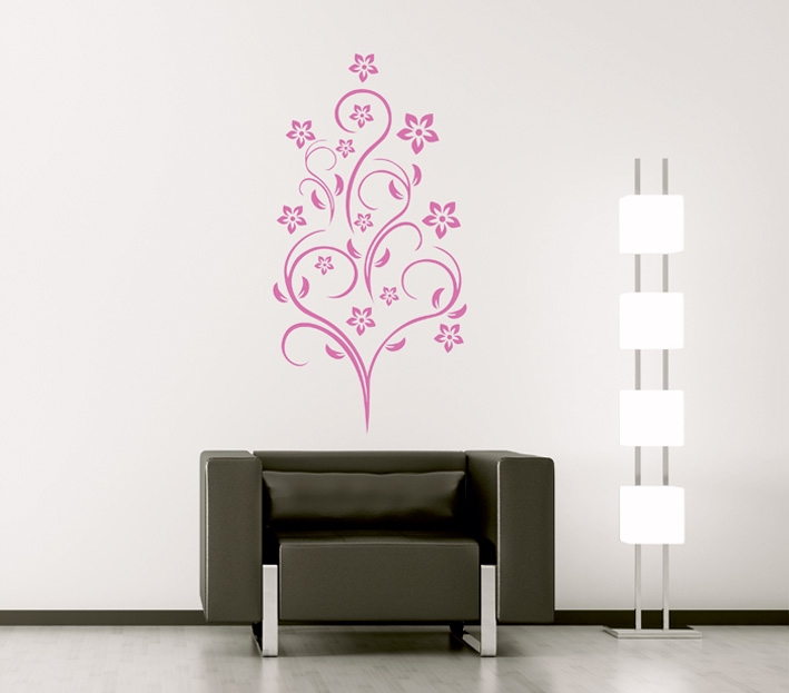 Nálepky na stenu - Úponok zdobený kvetmi