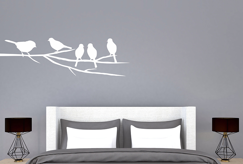 Nálepky na stenu - Vtáčiky sediaci na vetvičke