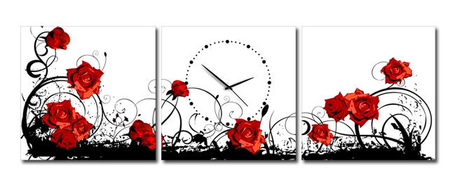 Dizajnové hodiny na stenu ako obraz - Ruže - Kliknutím na obrázok zatvorte -