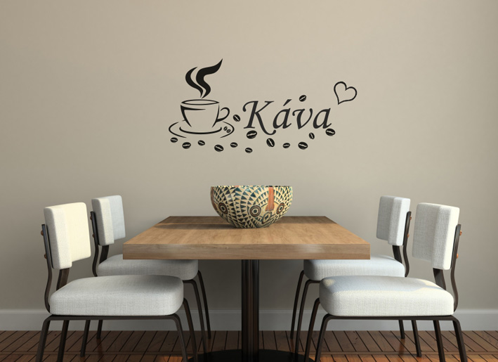 Nálepky na stenu - Šálka kávy s nápisom