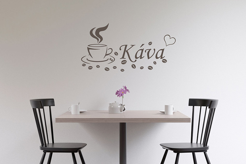 Nálepky na stenu - Šálka kávy s nápisom