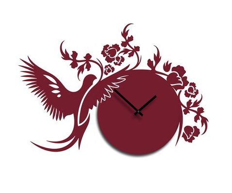 Dizajnové hodiny na stenu - Vták